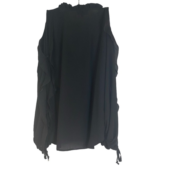 Casting Open Tie Long Sleeve V-Neck Black Dressy Blouse Size Small - Picture 3 of 5